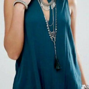 We the Free-forest green cotton keyhole top xl euc